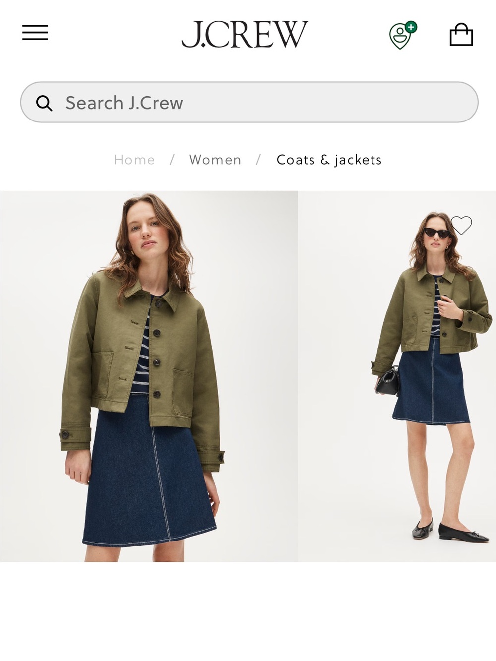 J. Crew Cropped Barn Jacket™ in chino - Desert Olive